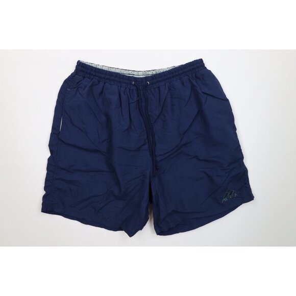 Vintage 90s Streetwear Mens Large Faded Lined Running Jogging Soccer Shorts Blue - Picture 1 of 14